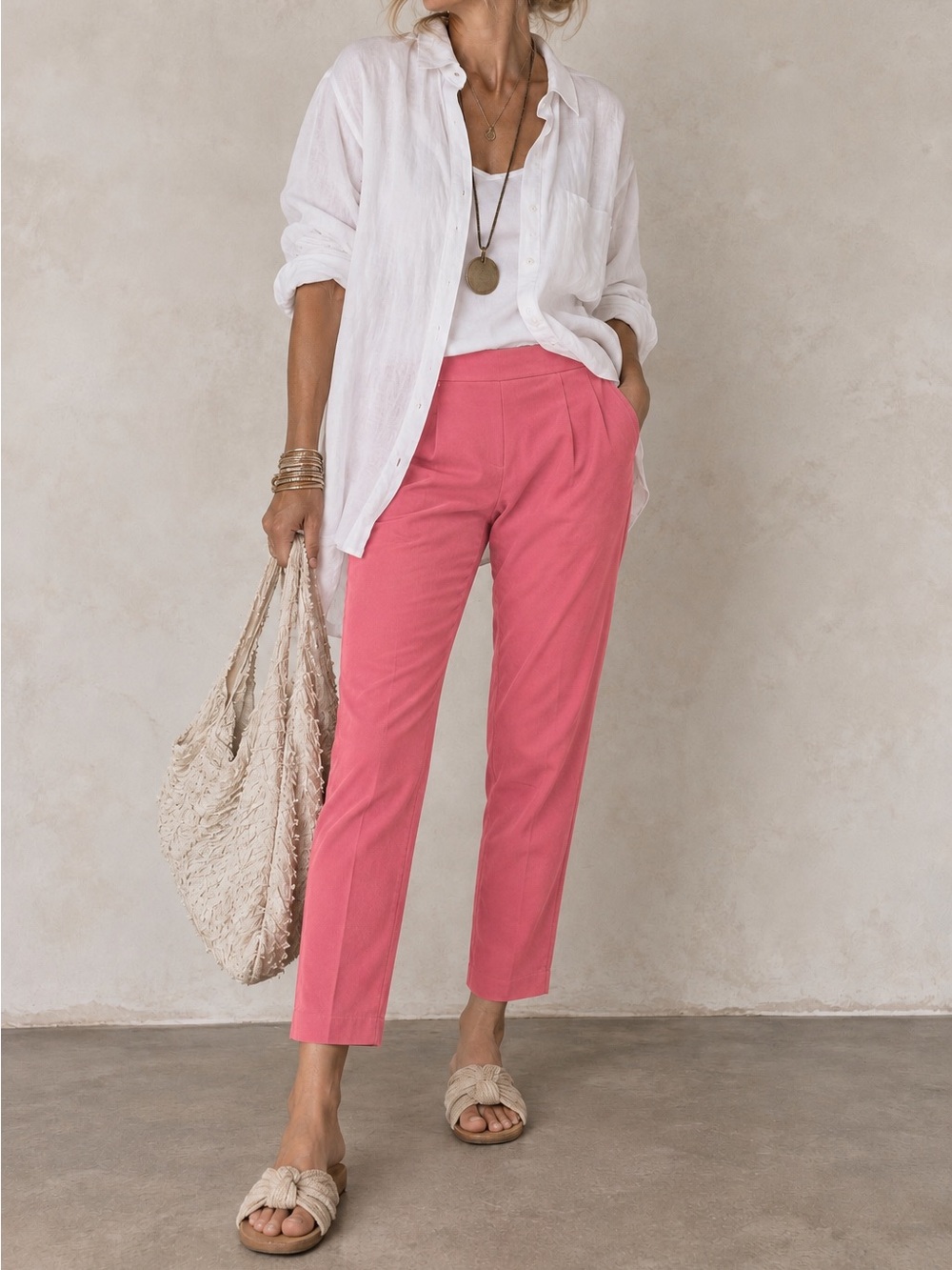 Frances Valentine Lucy Pant Stretch Pink Women’s Ankle Side Zip Size 12